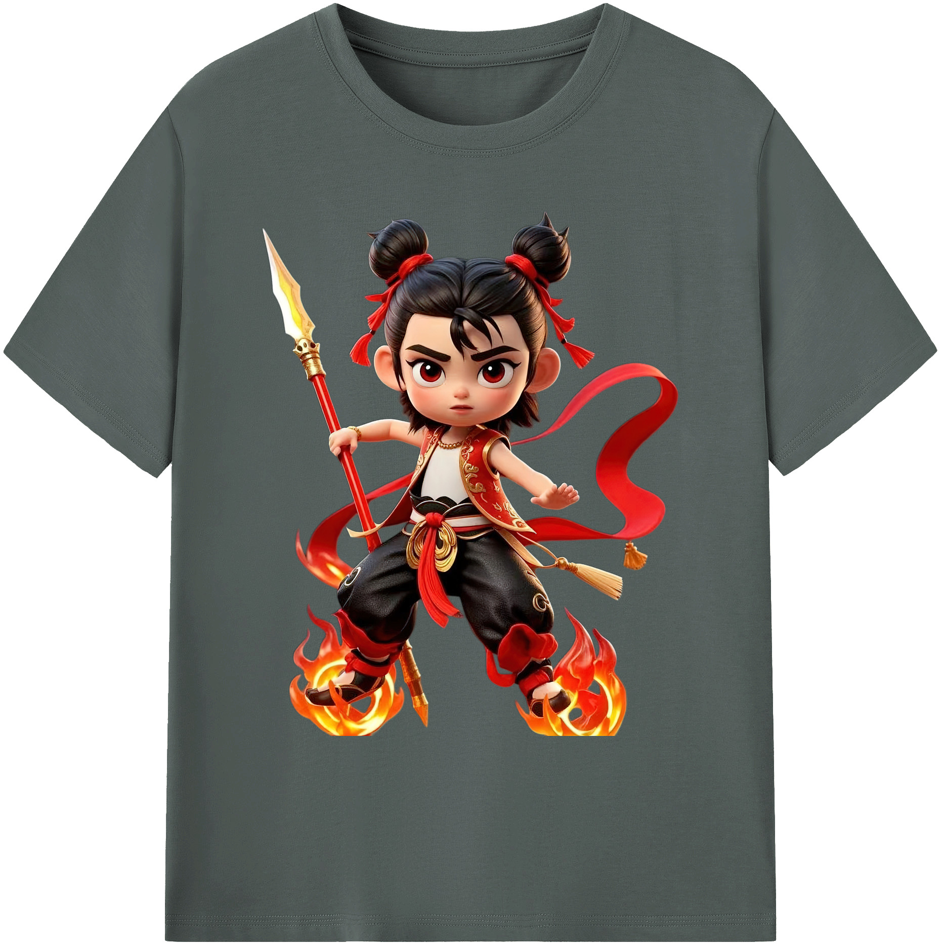 （画像用） Ne Zha 2 ナタ 魔童の大暴れ 綿100％ メンズ半袖Tシャツ｜肌触りやわらか＆通気性